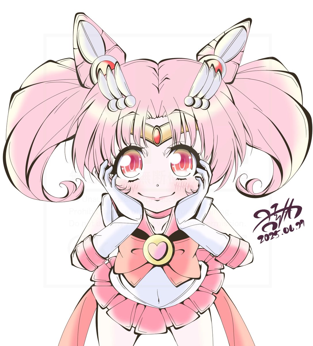 ちびうさ ,セーラーちびムーン 「ちびムーン、撮影案件をください...ぜひに...ぜひに...!!(土下座」|古鉄@ニコ超両日行きますのイラスト
