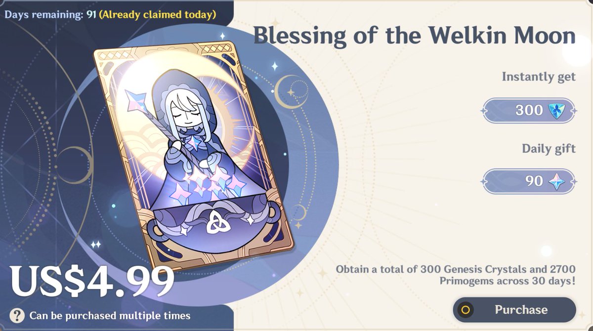 6 welkin moons/genshin skin/1980 genesis giveaway
(you can choose!)    

1 winner      

– follow and rt  
– rt my pinned post

ends on 25th december #genshintwt #genshinimpact