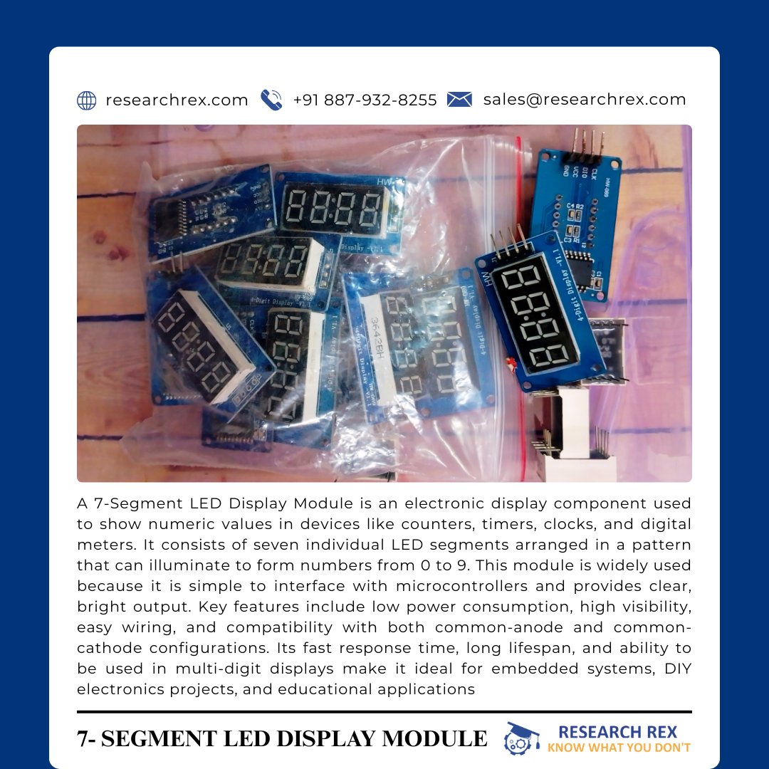 ResearchRex's tweet image. 🔧Grab your 7-Segment Display Modules and all essential components from Research Rex

📞wa.me/+919082462414  
🔗researchrex.com 
📩sales@researchrex.com

#7SegmentDisplay #MicrocontrollerProjects #FinalYearProject #DIYProjects #EngineeringStudents  #ResearchRex