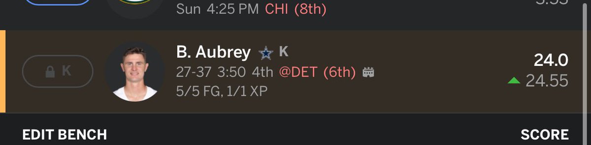 Brandon Aubrey!! When I needed you the most, you gave me your very best!! #FantasyFootball