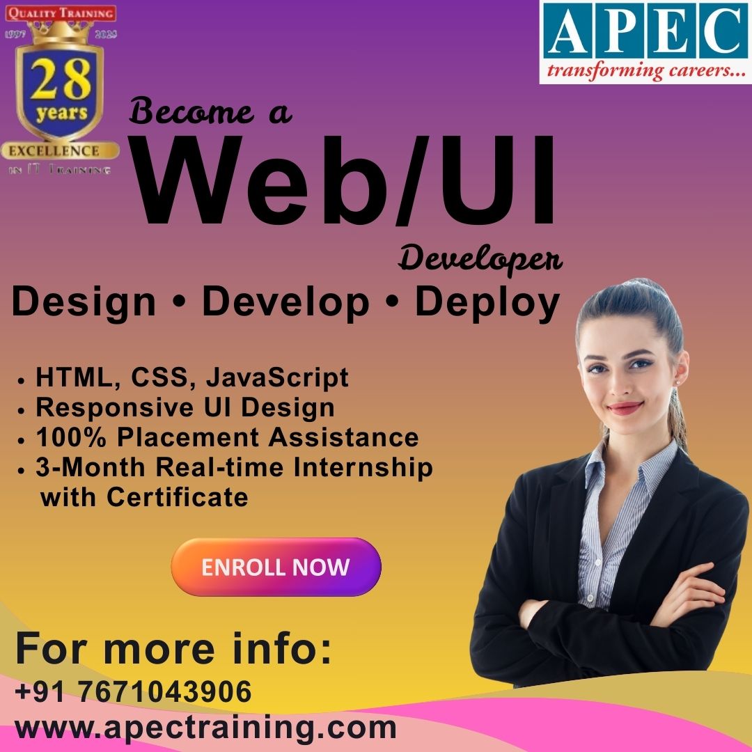 apecITtraining's tweet image. 🚀 Become a Web/UI Developer!

Learn HTML, CSS, JS, responsive design &amp;amp; real-time projects with internship + placement assistance.

New batches starting:
t.ly/soH_l

📞 7671043906
🌐 apectraining.com

#APECTraining #apec2025