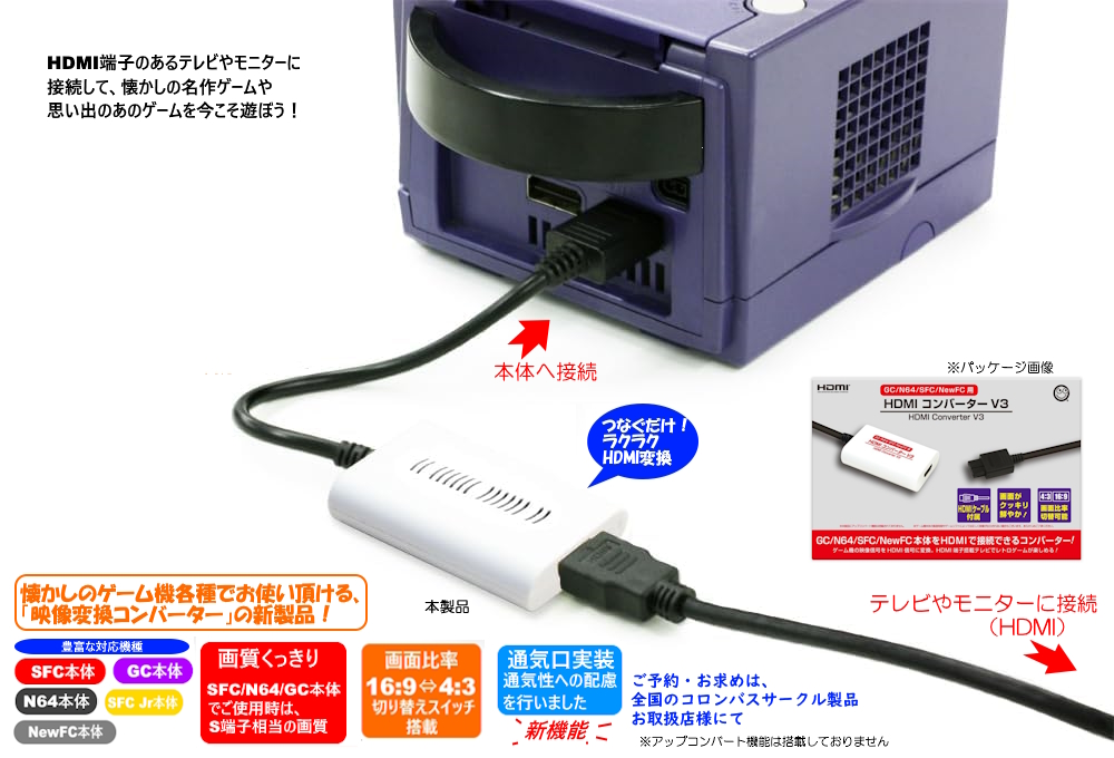 新製品発表】 GC/N64/SFC/NewFC用『HDMIコンバーター V3』 ⇒【2026年1 