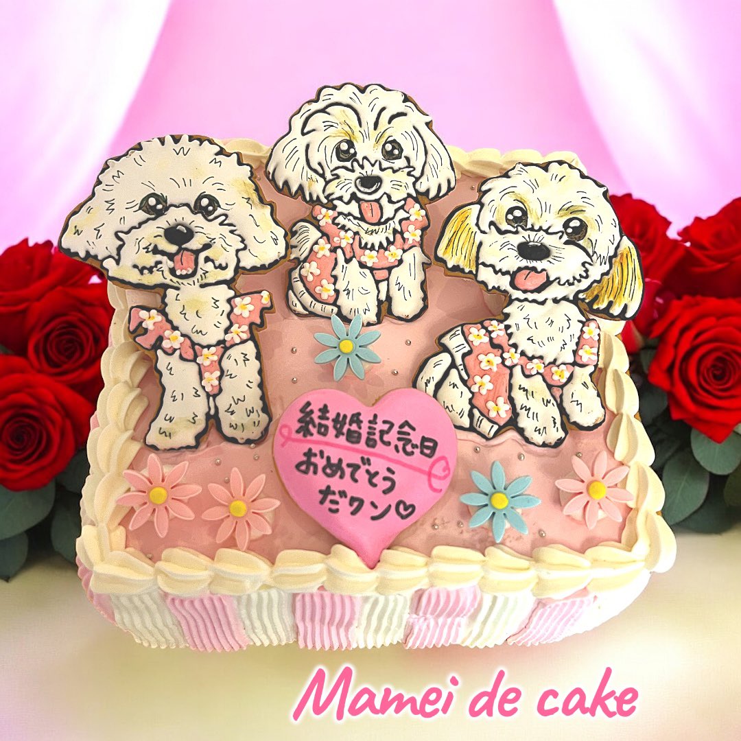 Mameidecake's tweet photo. Happy Wedding Anniversaryだワン🐶💕

#ケーキ #オーダーケーキ #誕生日ケーキ #結婚記念日 #アイシングクッキー #クリスマスケーキ #マーメイドケーキ #mameidecake #wedding #dog https://t.co/oTXcuxKsNE