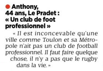 toulonmerite's tweet photo. @Var_Matin publie un #Dossier #elections  #Municipales2026 . Un lecteur du Pradet demande un #club de #Football  pro à #toulon . Bravo et merci à lui. Avis aux #candidats !
#tpm #lepradet #var #onlacherien #onlachepas #direction #demission @sportingtoulon #avendre @metropoleTPM https://t.co/NsqbwnEfig