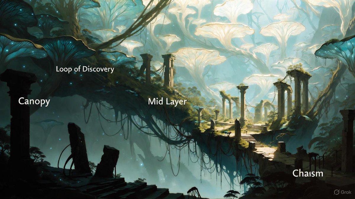 Tʜᴇʀᴀᴠɪɴᴇ: A Bʀᴇᴀᴋᴅᴏᴡɴ ғᴏʀ Cʀᴇᴀᴛɪᴠᴇ Dɪʀᴇᴄᴛᴏʀs

Theravine isn’t just a setting.
It’s a narrative ecosystem, an environment that observes, records, and reacts.

✦ 𝚃𝚑𝚎 𝙻𝚘𝚘𝚙 𝚘𝚏 𝙳𝚒𝚜𝚌𝚘𝚟𝚎𝚛𝚢
Lore in Theravine isn’t static. What’s uncovered shifts