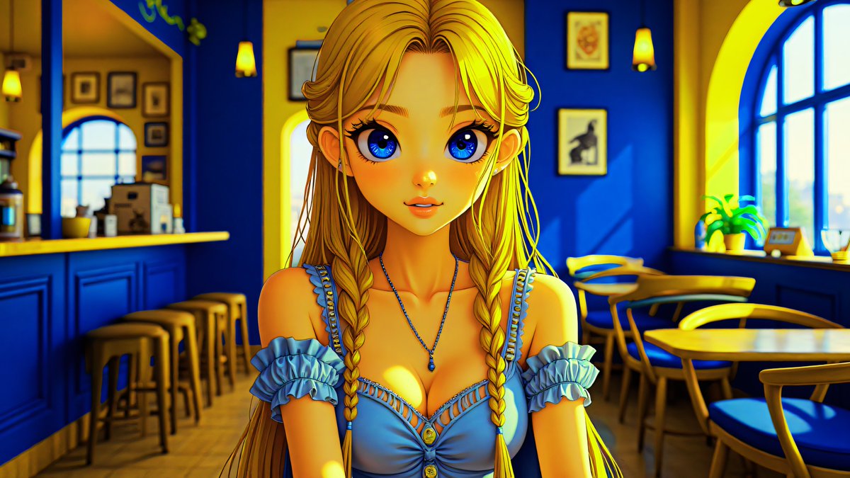 Blue-Eyed Mornings in the Sunshine Café
“Some mornings don’t need words — just warm light, quiet smiles, and a little blue to dream in.”
#AIart #aiartist #digitalarts #DigitalArtist