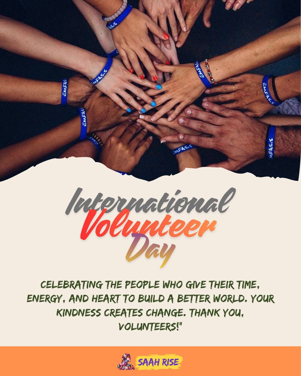 SaahRise's tweet photo. Happy International Volunteers Day! 
Grateful for every volunteer who gives their time, energy, and heart to SaahRise. You make our mission possible. 

@unvolunteers @unwomenpakistan @uninpak 

#volunteers #everycontributionmatters #humanity #core https://t.co/BcvP8KjXMG