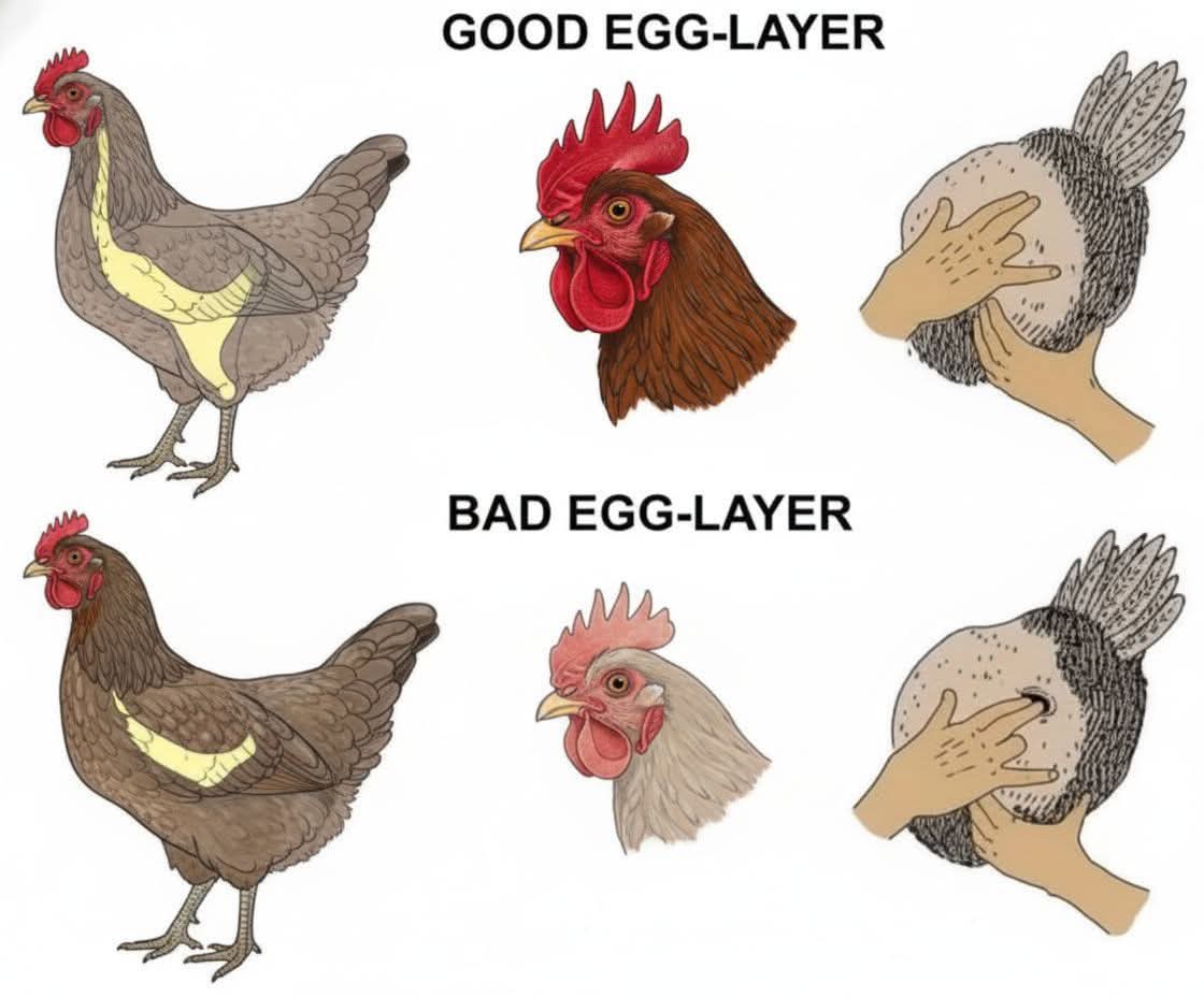 Gil_Niyonkuru's tweet photo. Want to Know if Your Hen is a Top Egg-Layer? Here’s How to Tell! 🐔🥚

If you’re raising hens for egg production, knowing which birds are your best layers can make a huge difference in your farm’s productivity. But how can you quickly tell which hens will give you the most eggs? Here are some simple, smart checks you can do:

✅ Signs of a Good Layer:

☀️.Bright, red comb: A healthy, vibrant comb usually means your hen is in top reproductive health.

☀️.Wide pelvic spacing: Place your fingers around the pelvic bones - if there’s enough space for 2–3 fingers, your hen is likely ready to lay regularly.

❌ Signs of a Poor Layer:

☀️.Pale comb: A dull or pale comb can indicate poor health, stress, or that the hen is not actively laying.

☀️.Narrow pelvic spacing: Tight pelvic bones suggest the hen may struggle to lay eggs consistently.

Why This Matters:
Checking your hens regularly allows you to identify top layers, cull or manage poor layers, and optimize your flock for maximum egg production. Smart observation saves time, improves productivity, and ensures your farm runs efficiently.

Pro Tip: Combine these checks with proper nutrition, clean housing, and good biosecurity, and your hens will reward you with more eggs consistently.

Start observing your flock today - you might be surprised which hens are your star layers! 🥚✨

#PoultryFarming