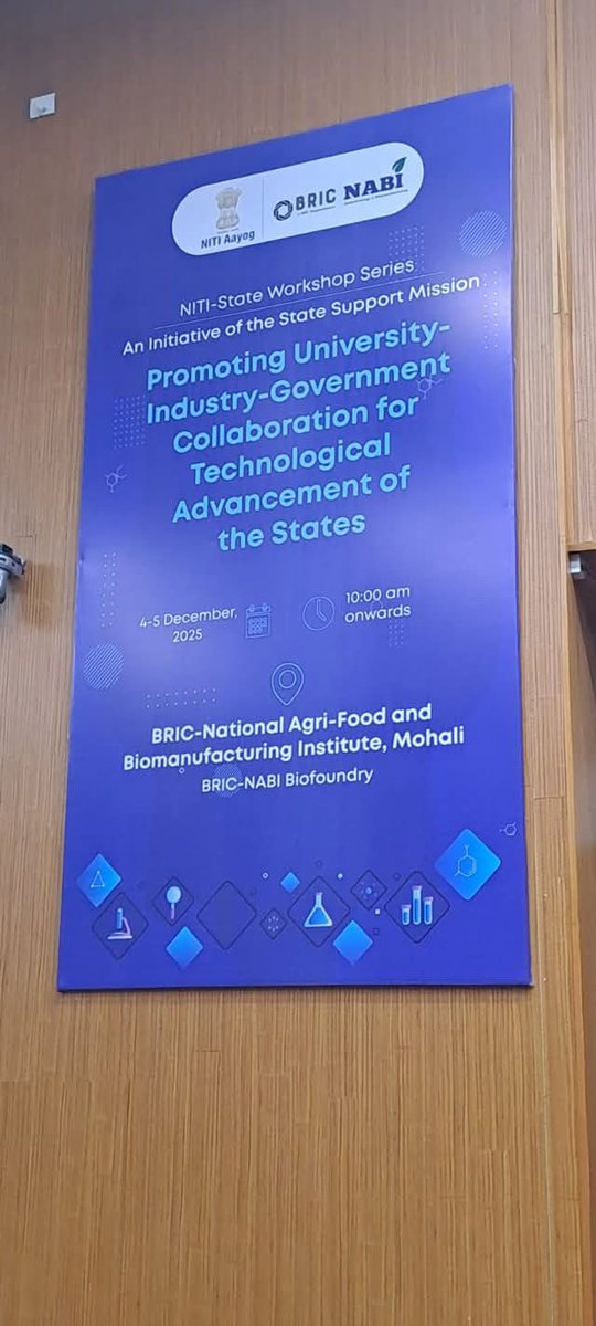 NABI_India's tweet image. NITI–State Workshop Series
Day 1 of the 2-day programme at BRIC-NABI kicked off with insightful technical sessions under the State Support Mission, strengthening University–Industry–Government collaboration for transformative technological advancement.
#BRICNABI #DBT #NITIAayog