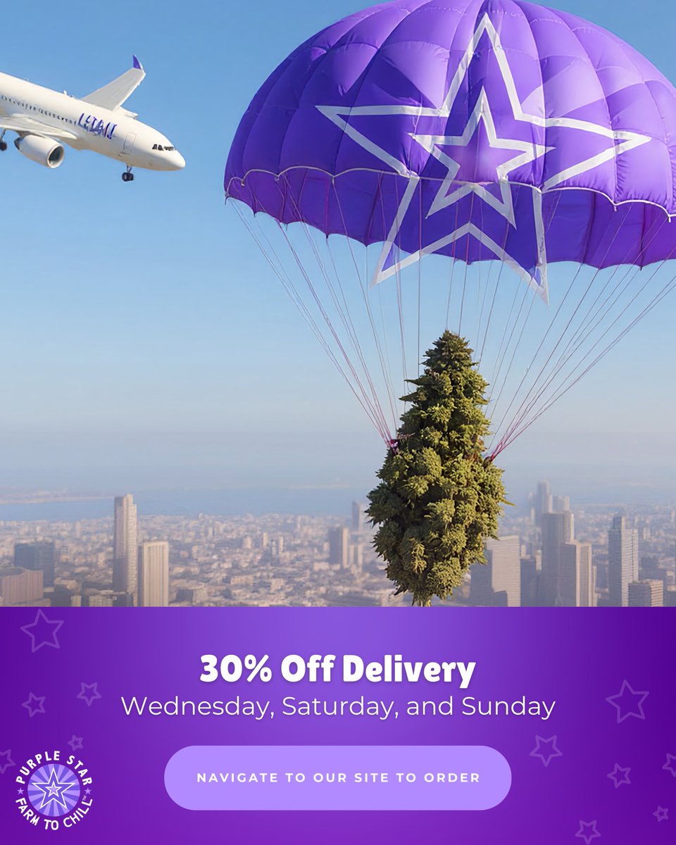 Don’t let 30% off your delivery order pass you by—get it before it’s gone. Available Wednesday, Saturday, and Sunday! 🚛💜 purplestarmd.com/delivery/

#SF #BayArea #SanFrancisco #Marina #SFO #Marin
