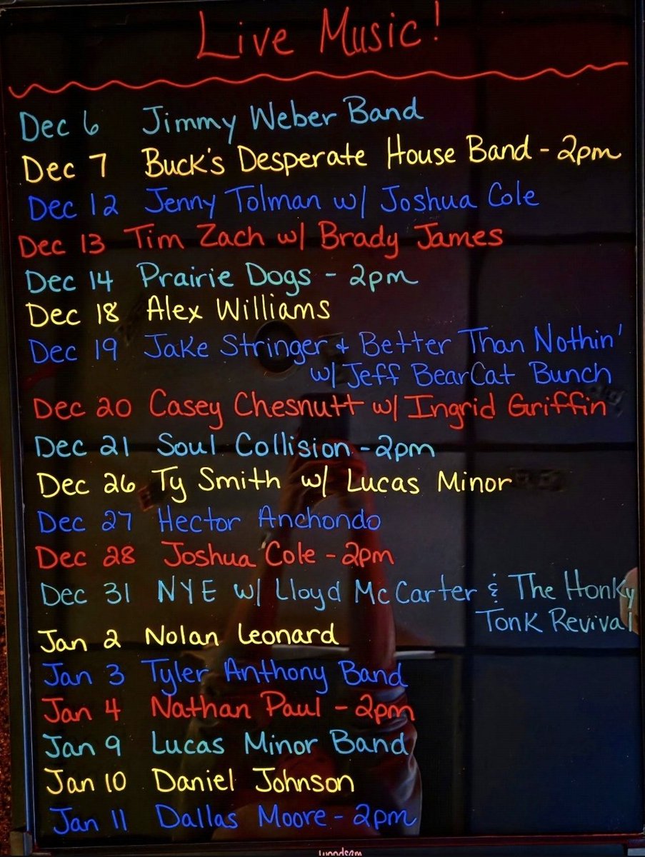 Your friends and family members want Buck's concert tickets for Christmas! Don't let them down! Lots of great shows coming up! 🎄🎁🎅🤶

#TheOnlyBarInVeniceNE #BucksBarAndGrill #ComingToBucks