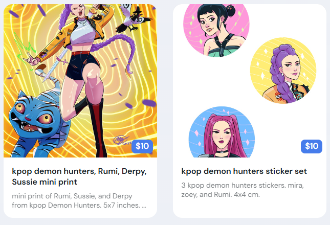 MeganHuang5's tweet photo. my Thought Bubble release, kpop Demon Hunter goodies now available on my k@fi shop! check it out!
at: ko-fi(DOT)com/meganhuang/shop
#kpopdemonhunters #derpytiger #sussiehatter #mira #zoey #rumi https://t.co/zh8kj9TvqG