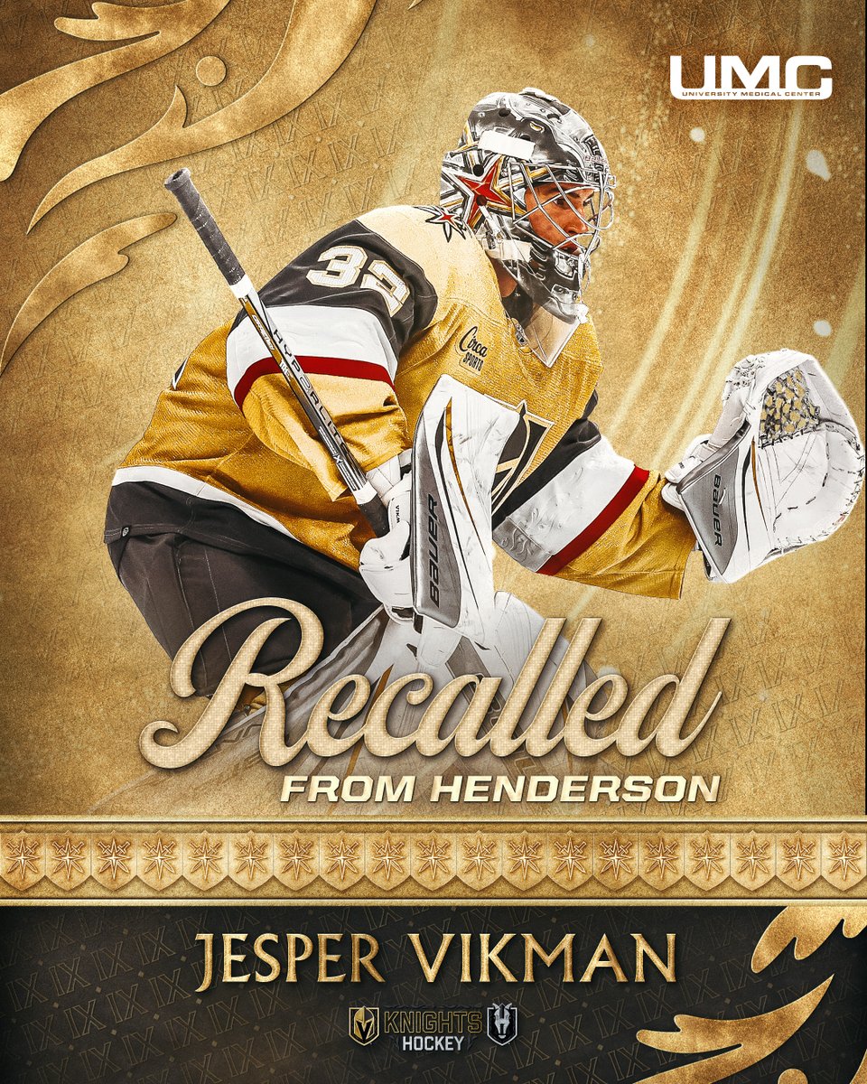 ⚔️ Jesper Vikman has been recalled from the <a href="/HSKnights/">Henderson Silver Knights</a> 

#VegasBorn | #ForgeTheKnight