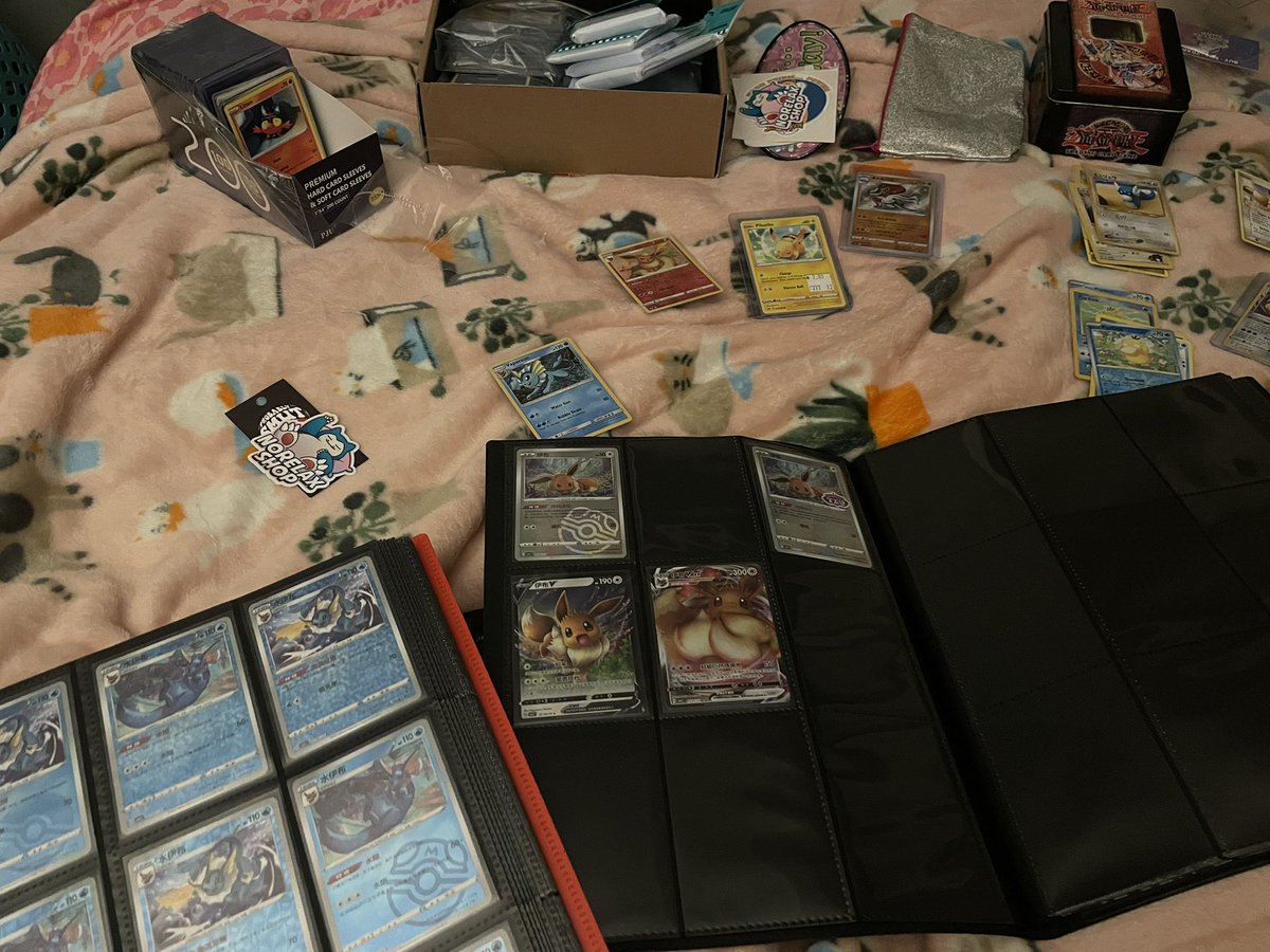 shauna_vin's tweet photo. I cant sleep so naturally im listening to #quicksliver and organizing my #pokemon card binders. https://t.co/tlcE0qmILy
