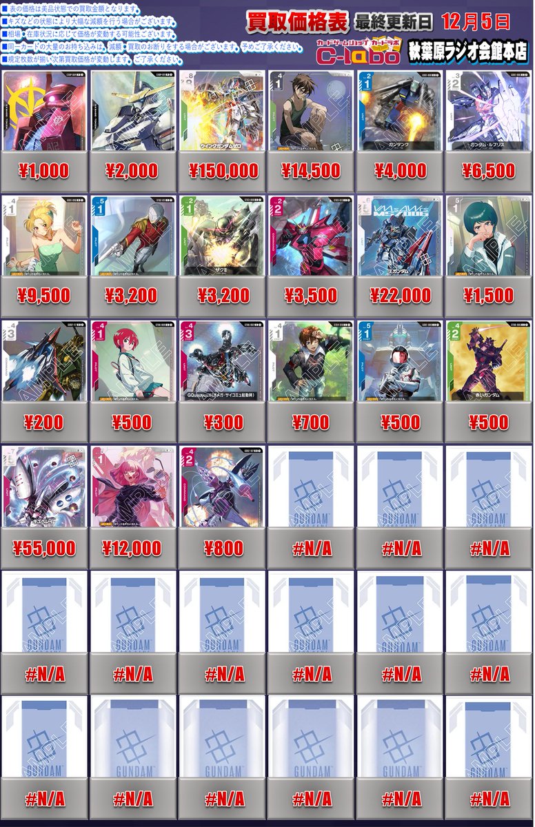 GCGまとめ売り GCG/WANTED‼️ こちらパラレル買取表です‼️ 【12/10更新】 ⬜️溢れる
