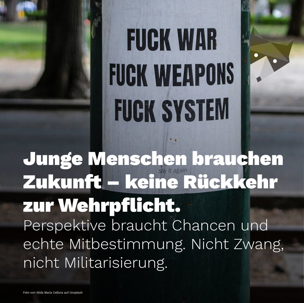 Junge Menschen brauchen Zukunft – nicht die Rückkehr zur Wehrpflicht.
Sicherheit entsteht durch Chancen, Bildung und Beteiligung – nicht durch Militarisierung.
Wir stehen für Perspektiven statt Zwang.

#KeineWehrpflicht #Jugendpolitik #DieLinke #SachsenAnhalt #ZukunftJetzt