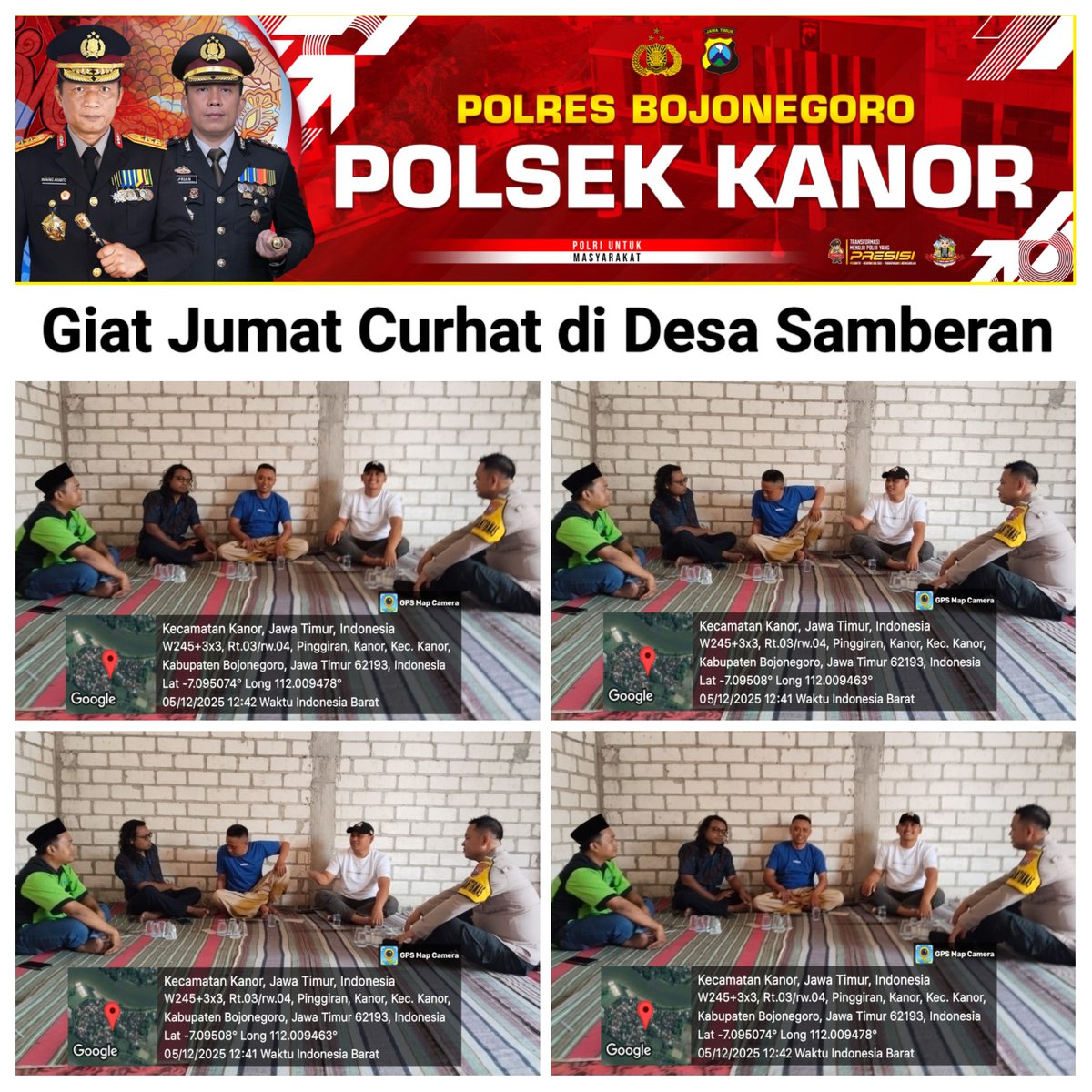 Bhabinkamtibmas desa Samberan Kecamatan Kanor Kabupaten Bojonegoro melaksanakan cangkrukan dengan warga.

@divisihumaspolri
@humaspoldajatim
@ssdmpolri
@binmaspoldajatim

#PolriUntukMasyarakat
#PolriHadirBerbuatBermanfaat
#PresisiUntukIndonesia
#HumanisTegakanHukum
#PoldaJatim