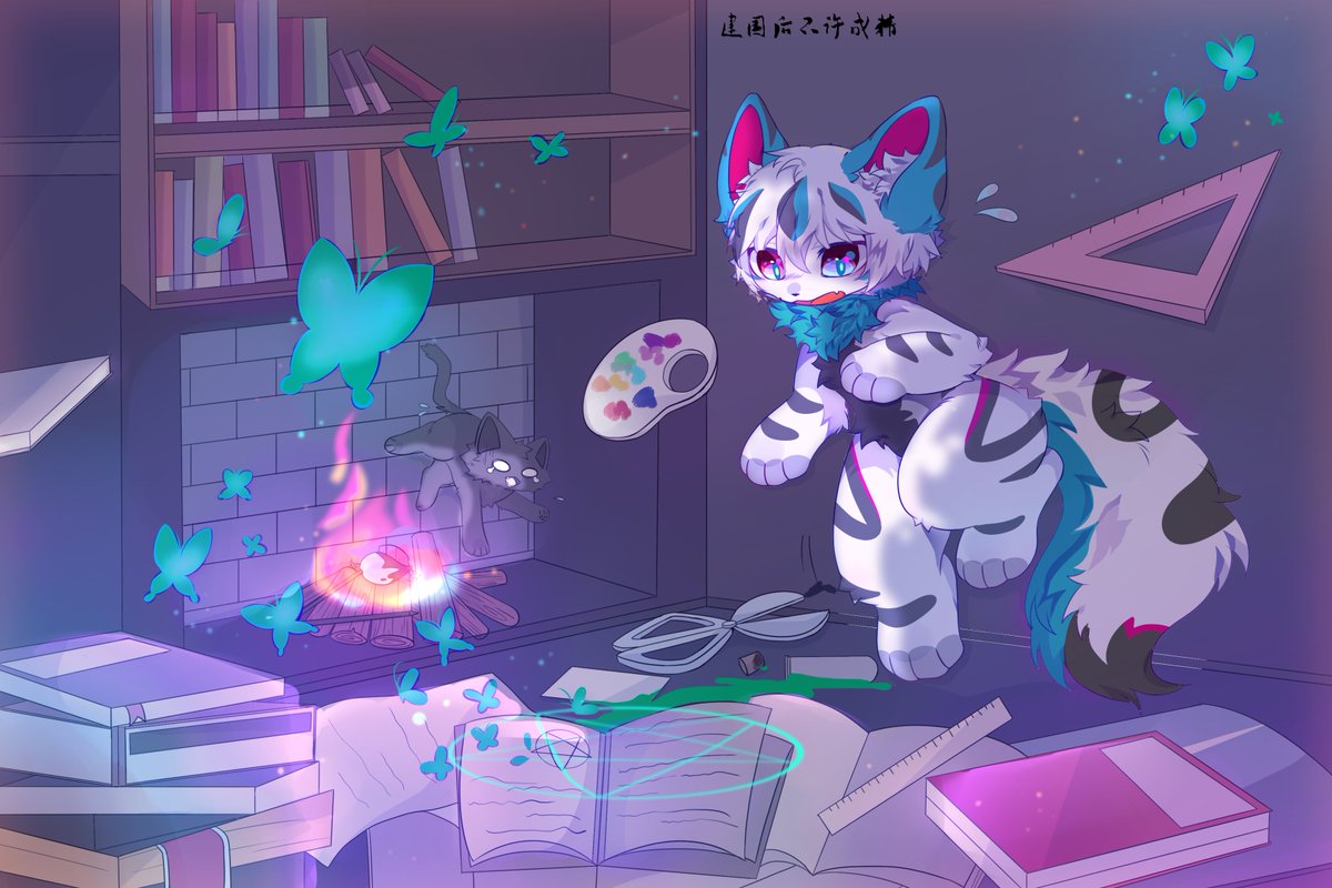 Doing magical rituals uwu art by Qionghi on discord #kemono #drawings