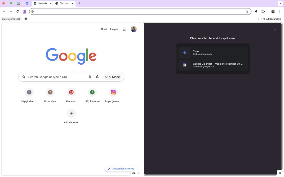 Chrome is still the beast for me, never disappoints. 
This split view is amazing.