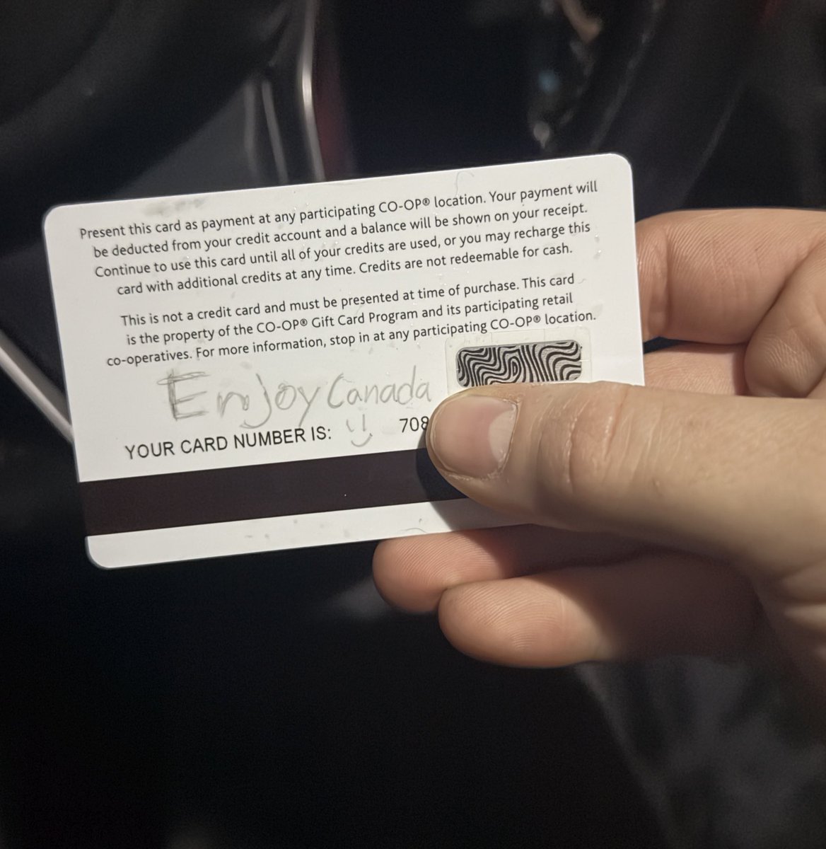 Canada I fear ur never beating the nicest ppl ever allegations bc I took my dogs for a hike today and came back and a $10 gift card was on my car w this little message im cryin 🥺🥺