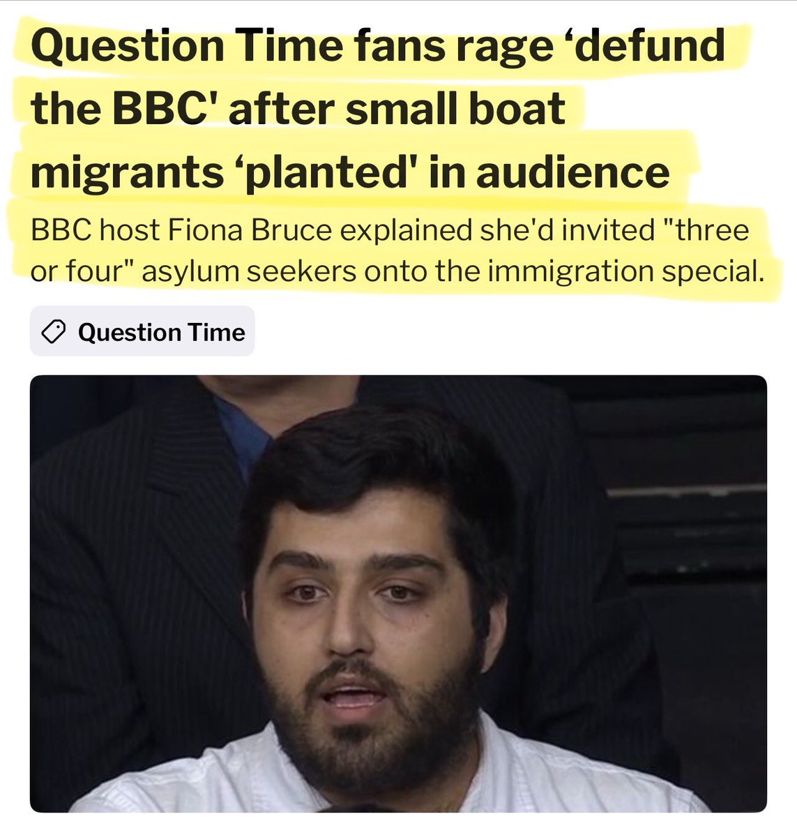 I just can’t get my head around the BBC not only inviting a small boat illegal migrant to Question Time, but allowing him to grill elected politicians about border policy.

The BBC is too far gone to save.