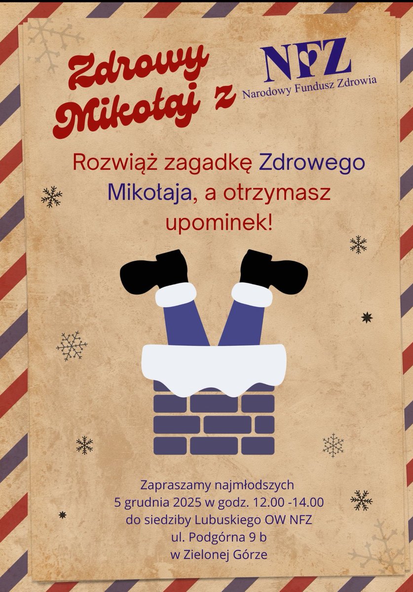 #LubuskiNFZ zaprasza dzieci na wyjątkowe mikołajkowe spotkanie pełne zabawy, zagadek i… upominków! 🎁✨ Razem rozpocznijmy zdrowe, świąteczne odliczanie! ❤️🎄<a href="/Agniesz49257822/">Agnieszka Jarząbek profilaktyka Lubuski NFZ</a> <a href="/martaa_cal/">Marta Cal</a> <a href="/NFZ_GOV_PL/">Narodowy Fundusz Zdrowia</a> <a href="/SylwiaWadrzyk/">SylwiaWadrzyk</a> <a href="/LubuskiPFRON/">PFRON Oddział Lubuski</a>