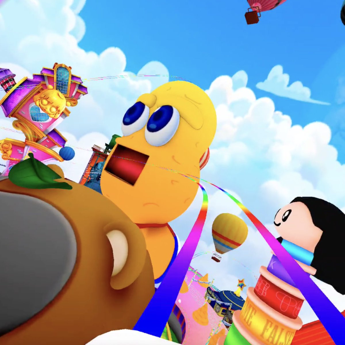 hashilus's tweet photo. At the PokoPea Land x Lagunasia collaboration event, we created the roller coaster attraction "VR PokoPea Ride" that races through PokoPea Land. Fans without VR equipment at home, don't miss this chance! #ぽこピーランド #VRぽこピーライド https://t.co/CADL7K0cq0