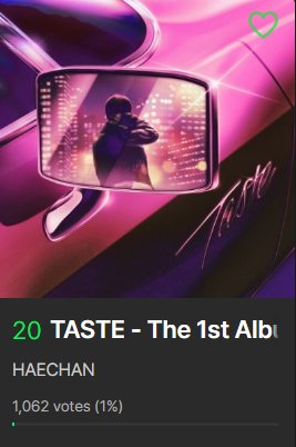 haevitteam's tweet image. #HAECHAN_TASTE is nominated for ‘Millions Top 10’ 2025 MelOn Music Awards

📅 Dec 19
📊 80% digital + 20% voting
⭕ Verified only
⭕ 1x (non-pass) | 3x (pass)

It might be hard to catch up with our shorter tracking, but getting the nominations already big! Proud of you #HAECHAN