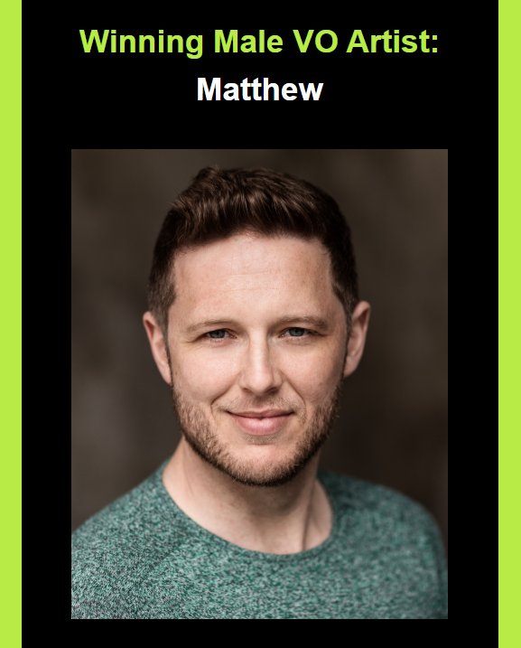 2025 Christmas Prize Draw
WINNERS ANNOUNCED!!!

A HUGE Congratulations goes to:
🌟 Winning Female VO Artist: Abigail
🌟 Winning Male VO Artist: Matthew

Both of you will be receiving a Special Christmas Surprise Gift from us! 🎁✨

Happy Holidays from Elite✨🎄

#prizedraw #elite