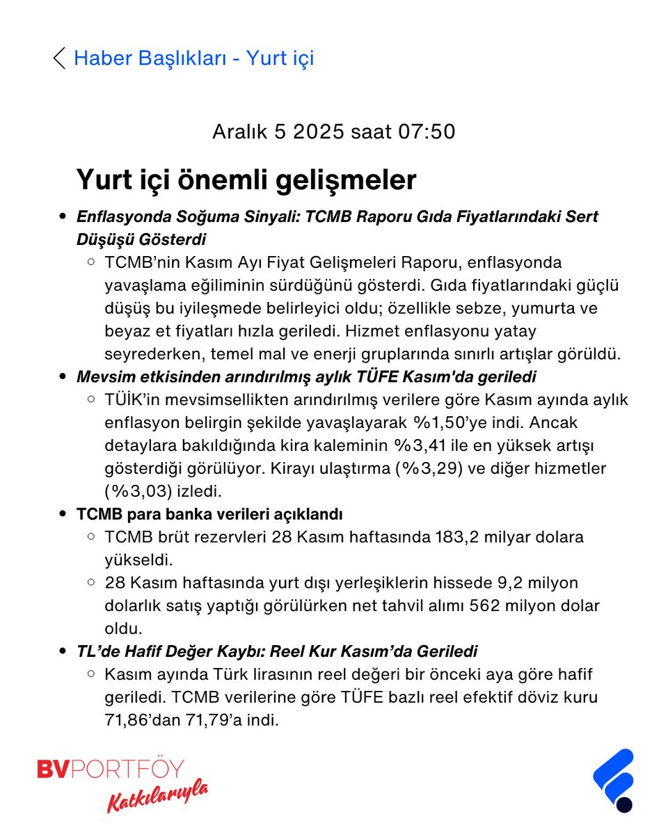 ☕️  BVF – BV Portföy Para Piyasası (TL) Fon katkılarıyla Günaydın Kahvesi’nde bugün;

Haftayı kapatıyoruz. Risk iştahı hem içerde hem de yurt dışında negatife döndü. Yurt dışında Japon tahvillerindeki yükseliş dikkat çekici. Bugün ABD enflasyon öncü göstergesi PCE verileri kritik