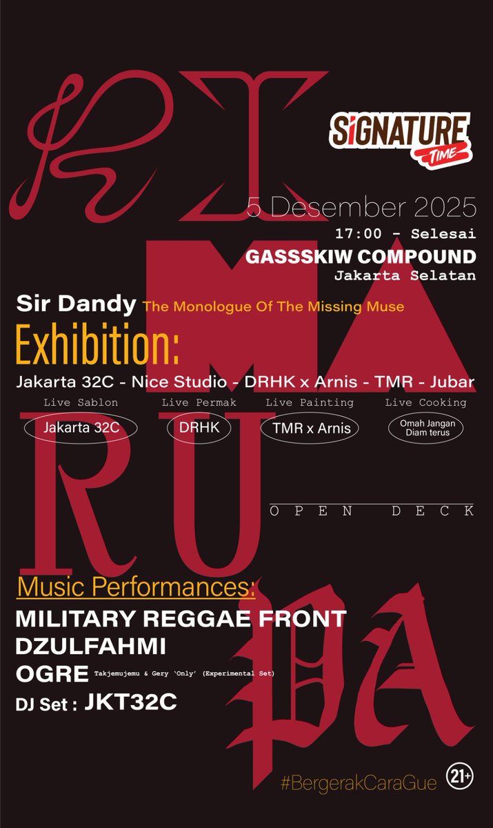 Malam ini main di sini jam 8 diiringi <a href="/densky9beat/">Masbot</a> pakai SP404

Bakal bagi2 Topi gratis🤙