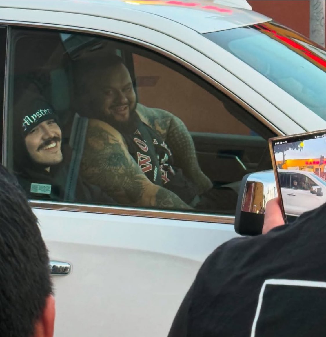 A Masked man In a black Hoodie was Sported with the Visions’s Bronson reed earlier this morning 😀