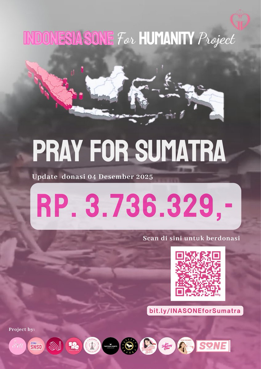Halo Sunshiners &amp; Sone..

Berikut update progres donasi kemanusiaan "Pray For Sumatra" per tanggal 4 Desember 2025.

Mari Sone kita berdonasi untuk membantu saudara-saudara kita di pulau Sumatra yang tertimpa musibah, melalui 👉🏻 bit.ly/INASONEforSuma…

#PrayForSumatera