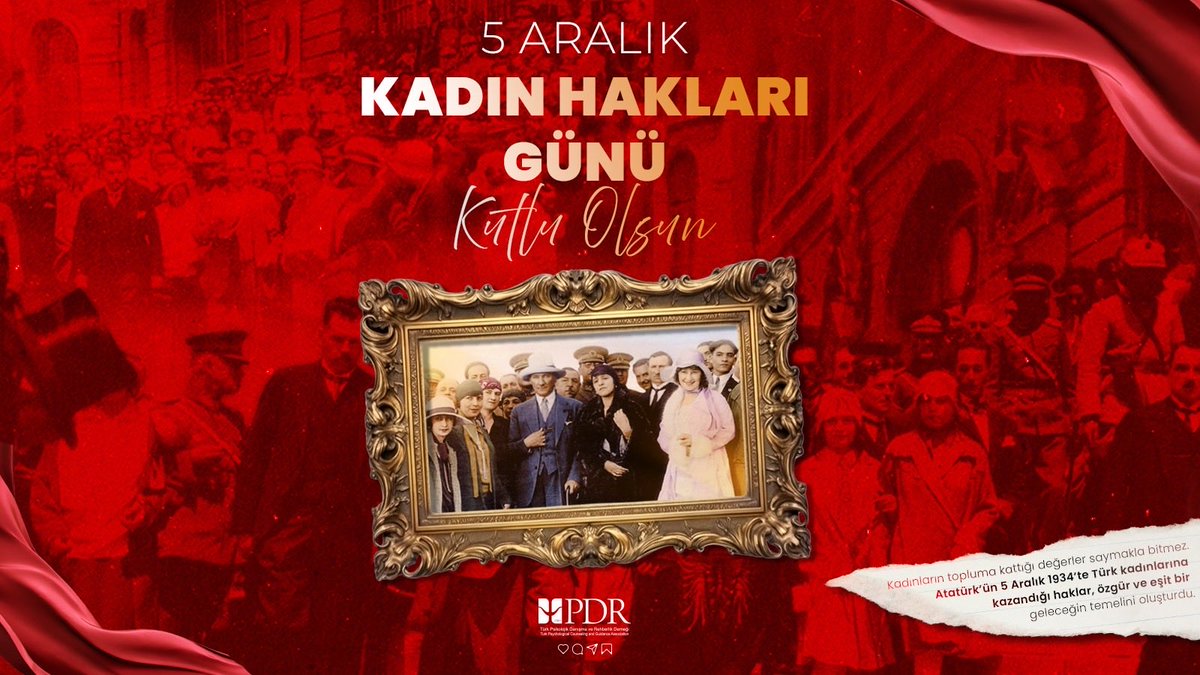turk_pdr's tweet photo. 5 Aralık 1934’te Türk kadınlarına tanınan haklar, yalnızca bir yasal düzenleme değil; özgür, eşit ve güçlü bir toplumun kapısını açan tarihsel bir dönüm noktasıdır.
Kadın Hakları Günü kutlu olsun. https://t.co/ed6egTU6v2