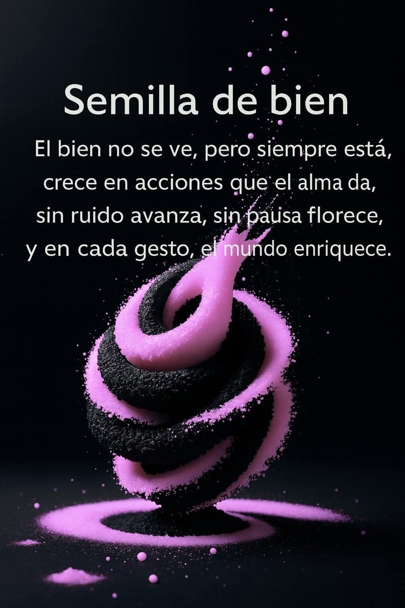 El #bien es una #caricia al #alma, un #gesto amable, que logra #milagros
Anda ligero como si de un vuelo se tratara
Consigue #bienestar de la #calma y la #paz interna gracias a obrar con #consciencia y #responsabilidad
Su #luz es el #faro de la #esperanza compartida en #comunidad