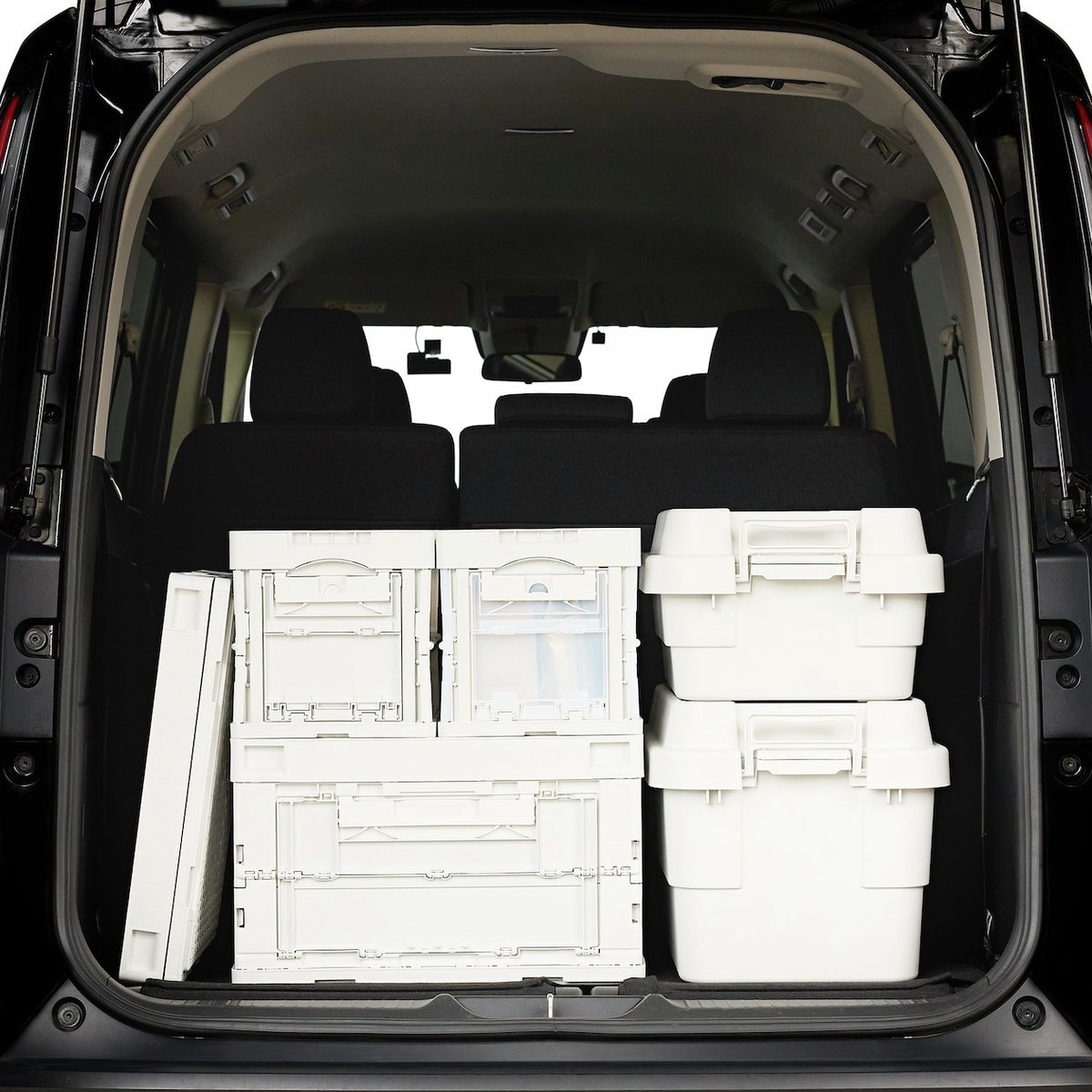 50Lにも積み重ねできる、『再生ポリプロピレン入り 折りたたみコンテナ