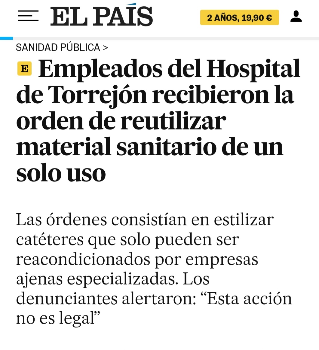 Esto cruza todos los límites. 

El problema no es solo el directivo que pone en riesgo la vida de los pacientes haciendo esta burrada. 

El problema es el modelo que se lo permite: la "colaboración público-privada" que antepone el beneficio de la empresa a nuestra salud.