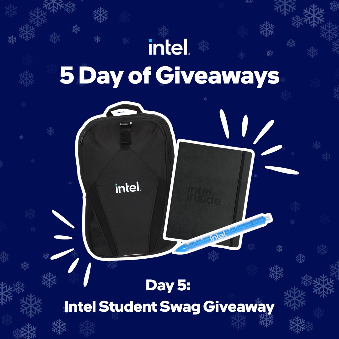 🎒 Final Day of Giveaways 🎒

Your last chance to WIN is here! One lucky winner will receive a Student Swag Bundle with an Intel backpack, moleskin notebook and a maze pen. 

How to Enter: 
1️⃣ Follow @IntelCanada 
2️⃣ Like 
3️⃣ RT 

T&amp;Cs: 
ms.spr.ly/6015tjkrV 
End Date: