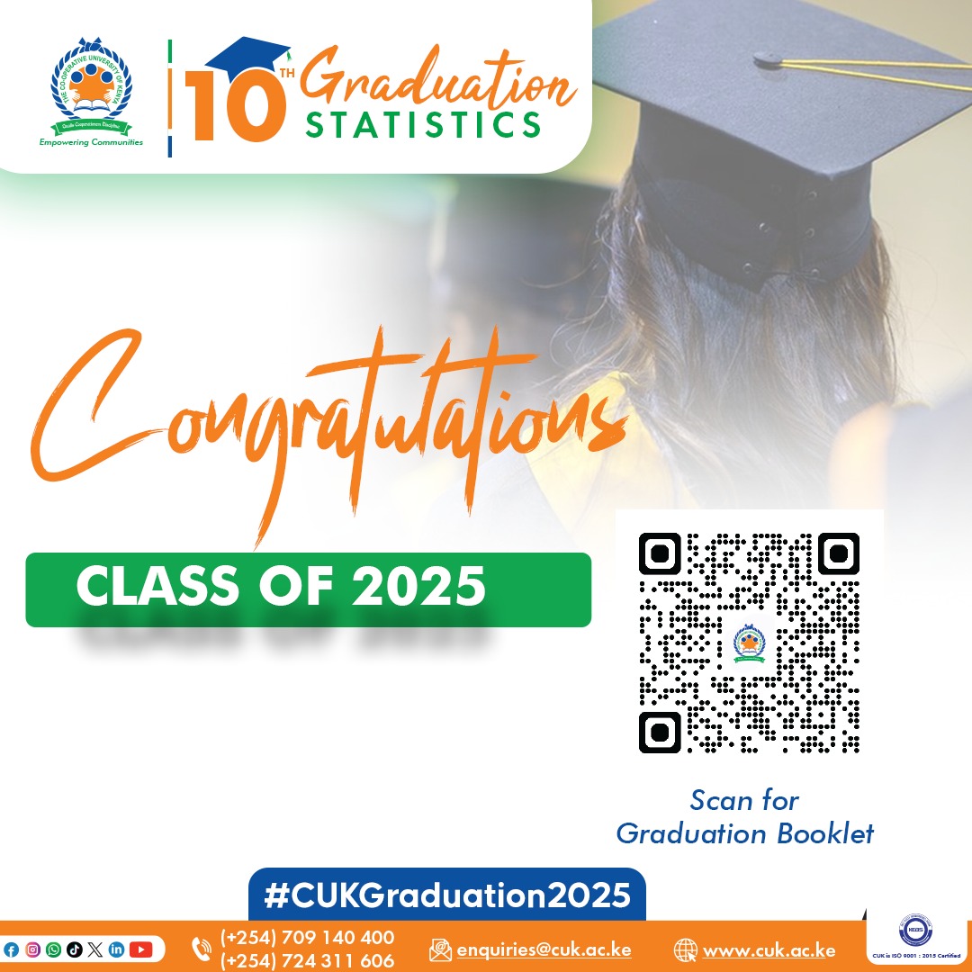 Our 10th #CUKGraduation2025 Ceremony is live on YouTube. Follow the live proceedings using the link youtube.com/live/wcqSJ199y….
<a href="/benchitunga/">Dr. Benard William Chitunga</a> | <a href="/DrOparanya/">Hon Wycliffe A. Oparanya, EGH</a> | <a href="/vc_cuk/">Vice-Chancellor@CUK</a> I @IK_Nyamongo | <a href="/EduMinKenya/">Ministry of Education, Kenya (MoE)</a> | <a href="/Bettymuganda17/">Dr Beatrice Muganda Inyangala, CBS</a> | <a href="/ckmburugu/">Chris M. Kathoka</a> | <a href="/njogujames/">Last Name Kenya.....</a> | <a href="/mwongelaf/">Dr. Mwongela Mikwa™️</a> |