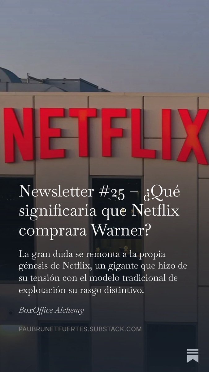BrunetPau's tweet photo. Quiero leer vuestras preguntas y comentarios. 

Pero antes de dejarlos, ¿os parece leer esto que escribí hace justo una semana sobre la potencial compra de #Warner por parte de #Netflix? 

Click aquí https://t.co/JsbK9Q2EMV https://t.co/J0LdulSU0N