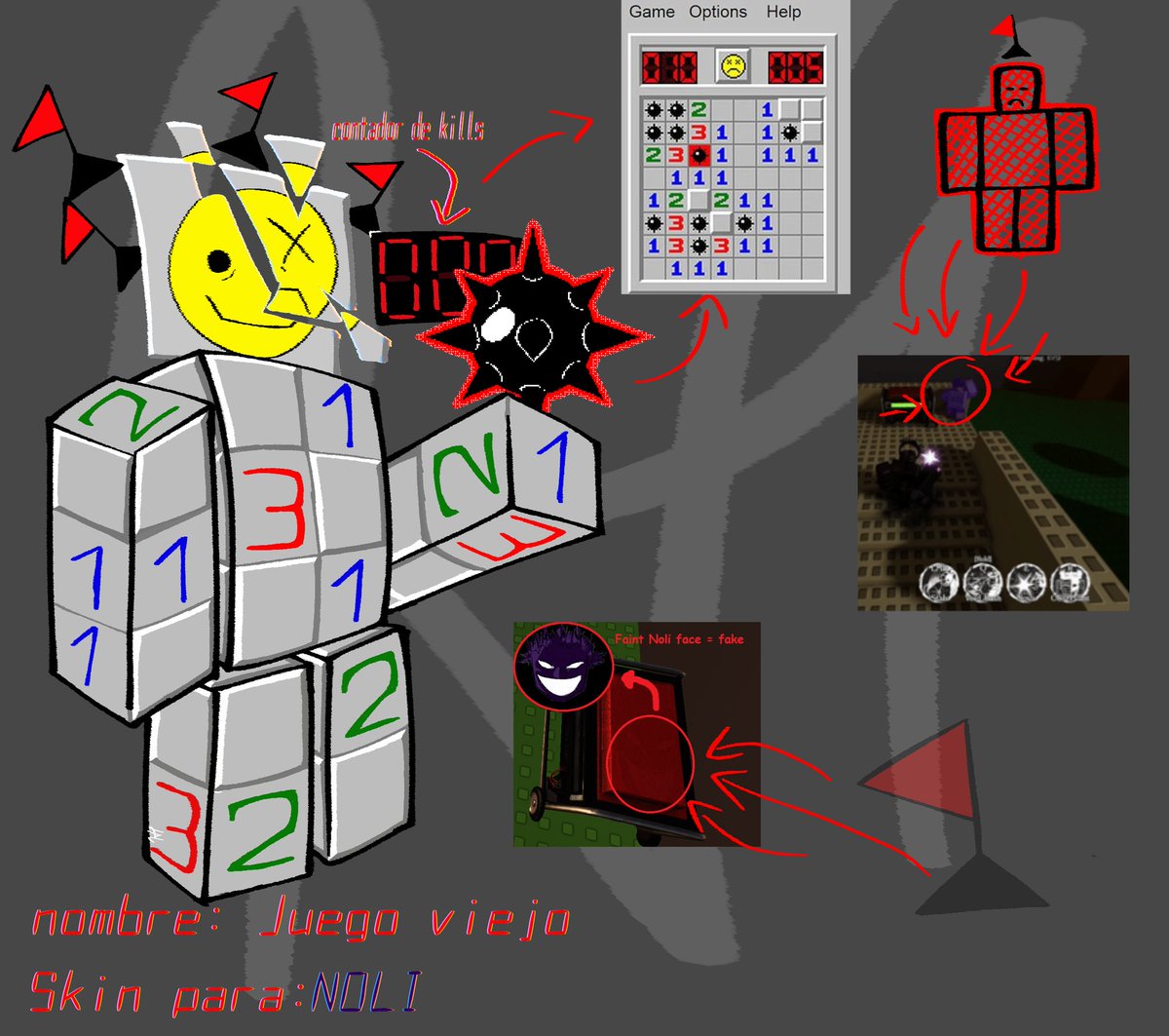Quin86302Hansel's tweet photo. concepto de Skin para Noli que se ocurrió 

Nombre: Old Game/Juego viejo

Precio: unos 1100 o 1200 por hay 

#forsakenroblox #forsakenfanart #Forsaken https://t.co/Kl88mTFgED