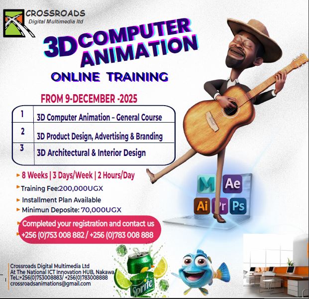 d_masanso's tweet photo. Upcoming 3D Computer Animation Online Training begins from 9th December 2025.
Training Fee: 200,000 UGX (USD 65) – installments allowed.
If interested, please register using the link below.
https://t.co/u5GDou3PtI https://t.co/ouyHMVQGiJ