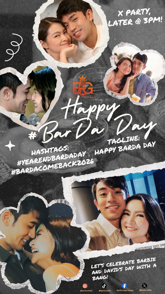 BARDA lovies, ready na ba sa kilig? 💖
Celebrate with us 3PM–11PM! Tweet using #YearEndBarDaDay &amp; #BarDaComeback2026 + our tagline: Happy BarDa Day

Missing old BARDA moments? Reminisce all you want! Tweet pics, clips, tiktoks, everything! Let’s feel the love again. ✨