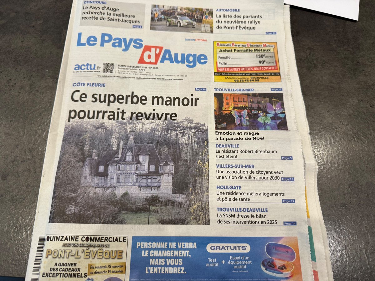 Lorsque j'étais plus jeune - bien plus jeune - mes parents découpaient, pour les conserver, les articles du <a href="/pays_dauge/">Le Pays d'Auge</a> consacrés aux matchs de tennis que j'avais gagnés ou perdus avec l'équipe de Deauville dont j'étais alors le capitaine. 
Mardi dernier, notre journal local a