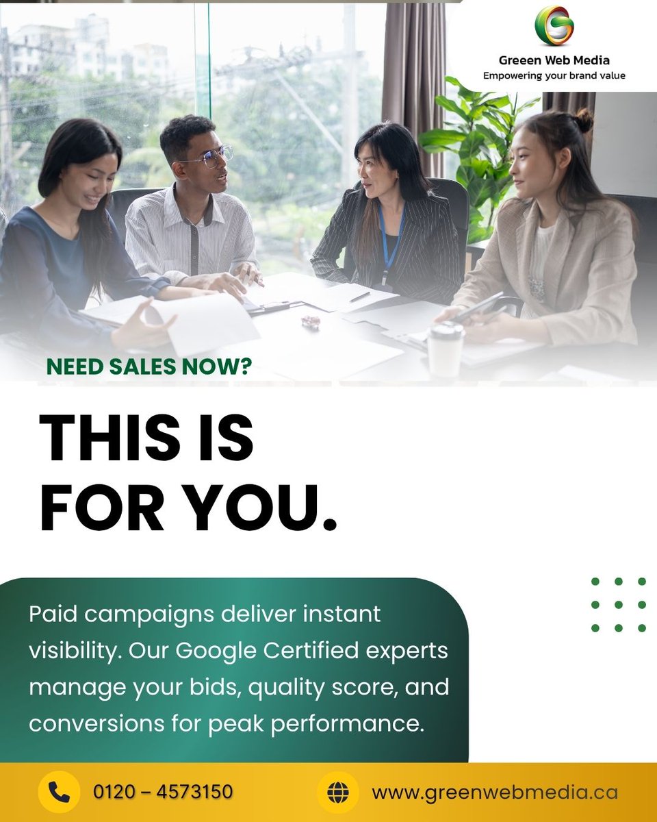 greenwebmedia2's tweet photo. When your business needs sales fast — paid campaigns are your best friend! We manage your ads to deliver real results that matter. 

Let’s scale your business together!  
📩 DM us or enquire via our website!  

#ppc #googleadsmanagement #growthmarketing #performancemarketing #GWM https://t.co/2mkucrcFXj