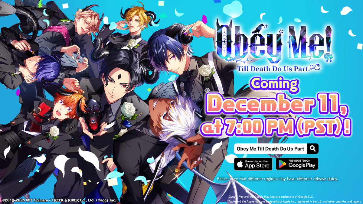 ObeyMeIDO's tweet image. 💍Obey Me! Till Death Do Us Part💍

Coming on December 11, 2025 at 7:00 PM (PST)!

Thank you for waiting, everyone! 🎉
The official release date has finally been set—your marriage with the demon brothers is just around the corner 💐

A pre-registration promotion is now live where…