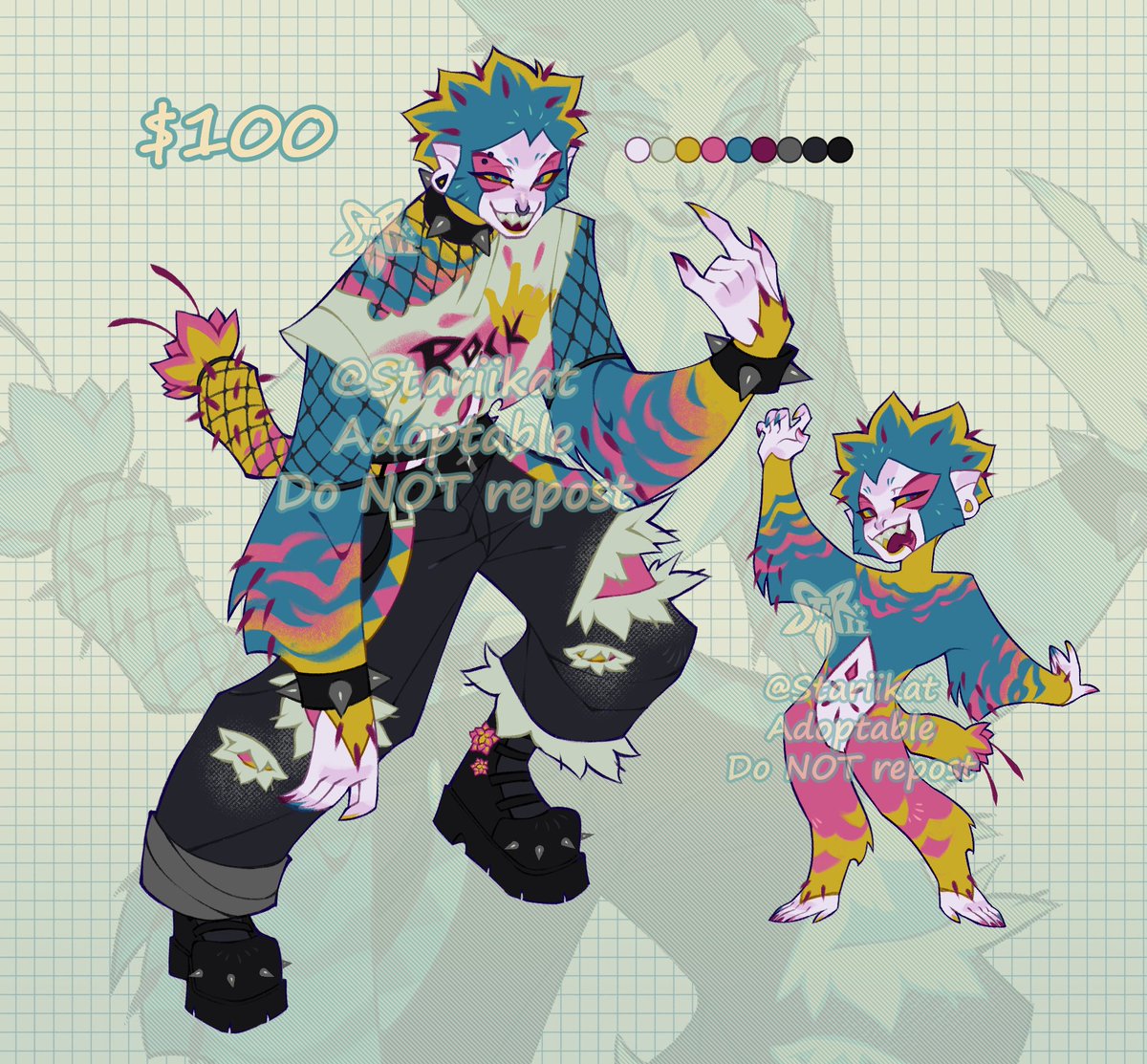 did not thought that this would kind of blow up-
ANYWAY here they are!

Punkie Monkey
100💵 PPAL ONLY!
DM if interested~