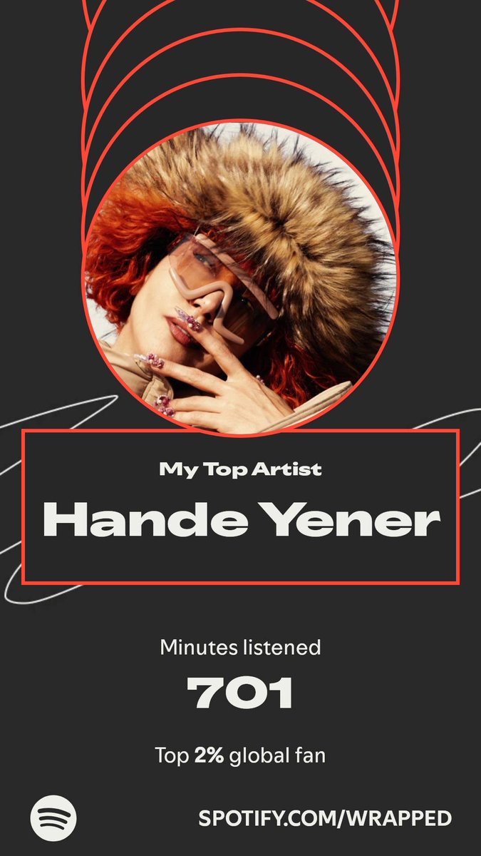 Hande Yener topped my year. Here’s how I listened in my #SpotifyWrapped.  ⁦<a href="/handeyener/">Hande Yener</a>⁩ as always ❤️ spotify.com/wrapped-share/…
