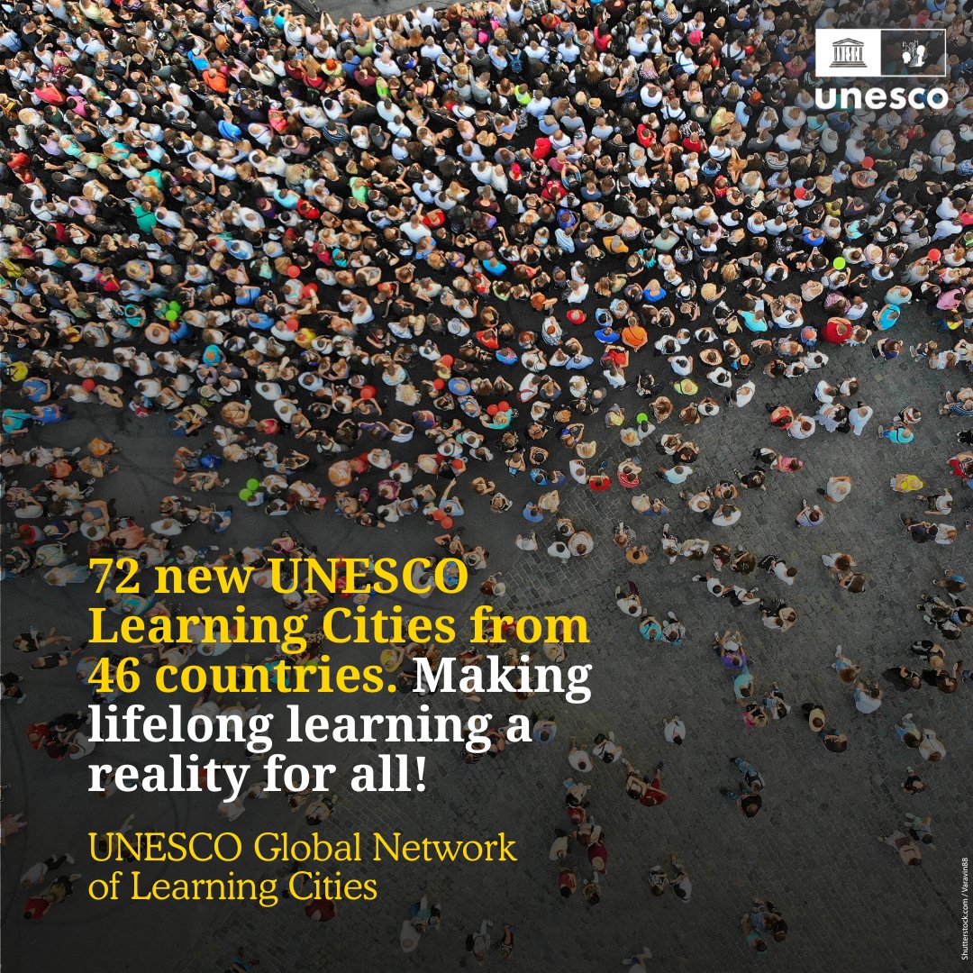 unescoROSA's tweet image. Yesterday, @UNESCO  welcomed 72 new cities to the Global Network of #LearningCities!
11      capital cities • 12 countries joining for the first time • 425 cities🌐now part of the movement.
🔗 unesco.org/en/articles/72…
#sdg4 #Lifelonglearner