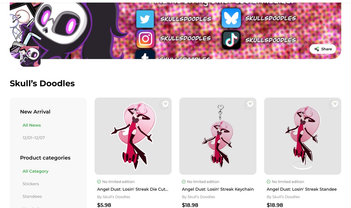 I opened a #acggoods shop! #HazbinHotel #fanArtist #angeldust 

acggoods.com/store/skulls-d…